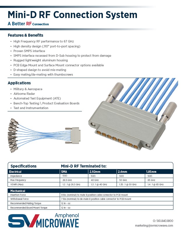 Mini-D RF Connection System Mini-D RF Connection System Application Note